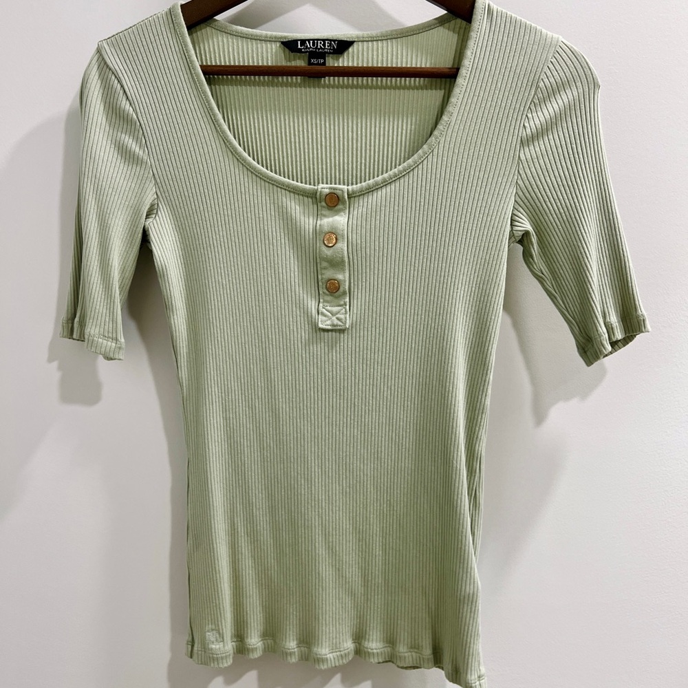 Ralph Lauren Sage Green Ribbed Henley